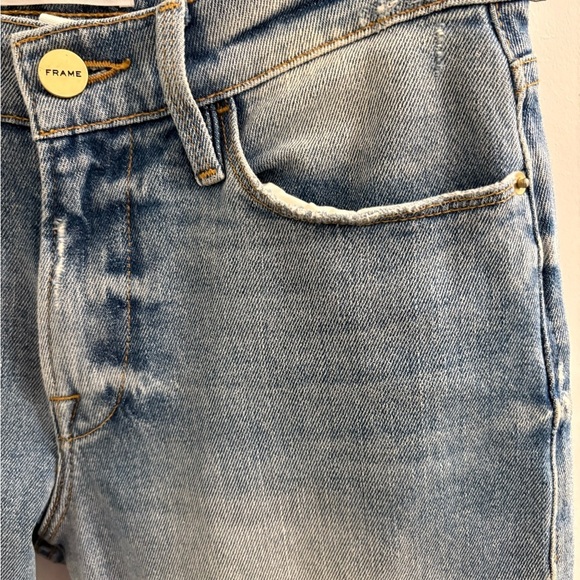 Frame Le High Straight In Surrey Jeans Raw Hem Edge Slit Ankle Size 25 - Picture 12 of 17
